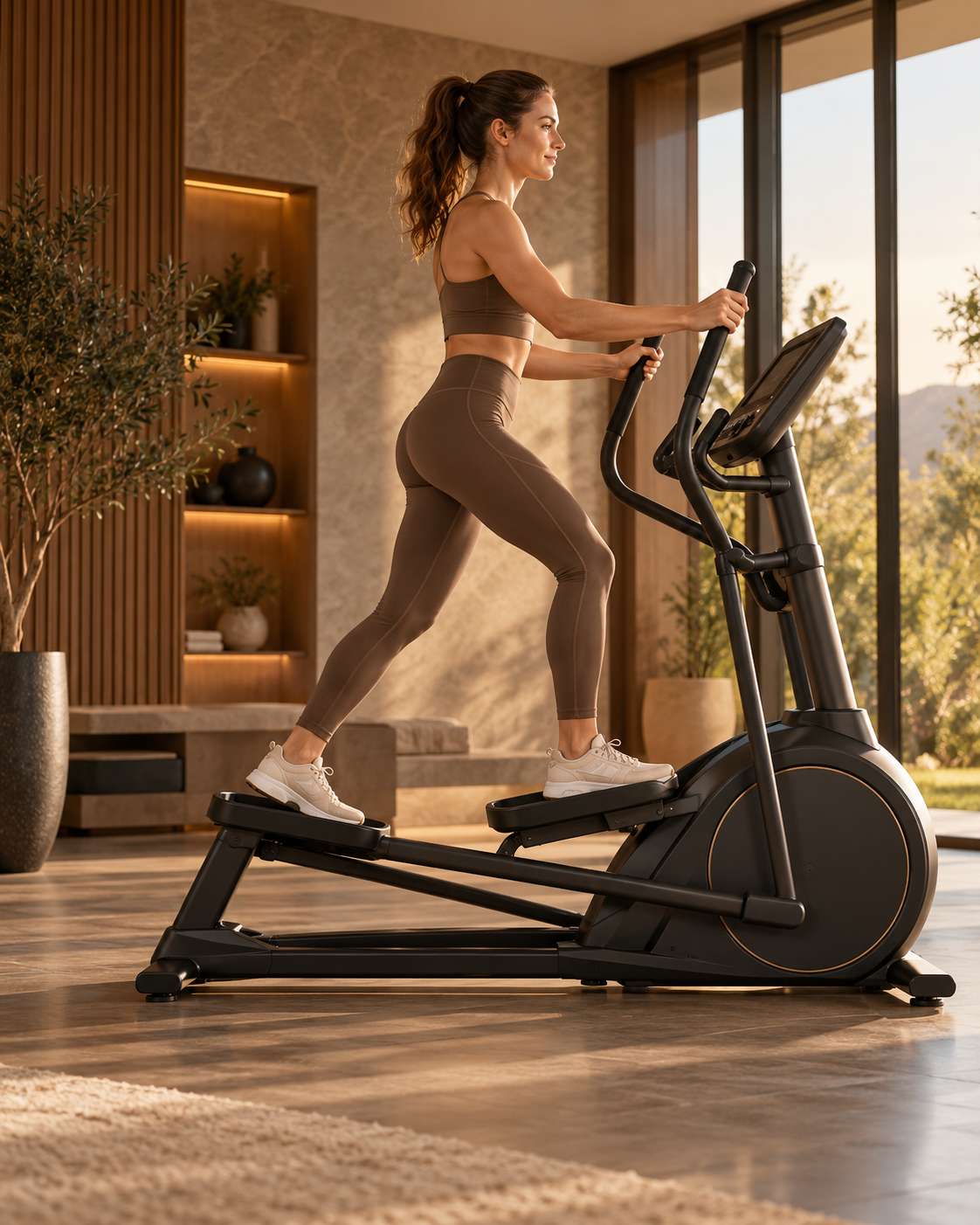 Crosstrainer mit natürlicher Schrittlänge beim Training zuhause